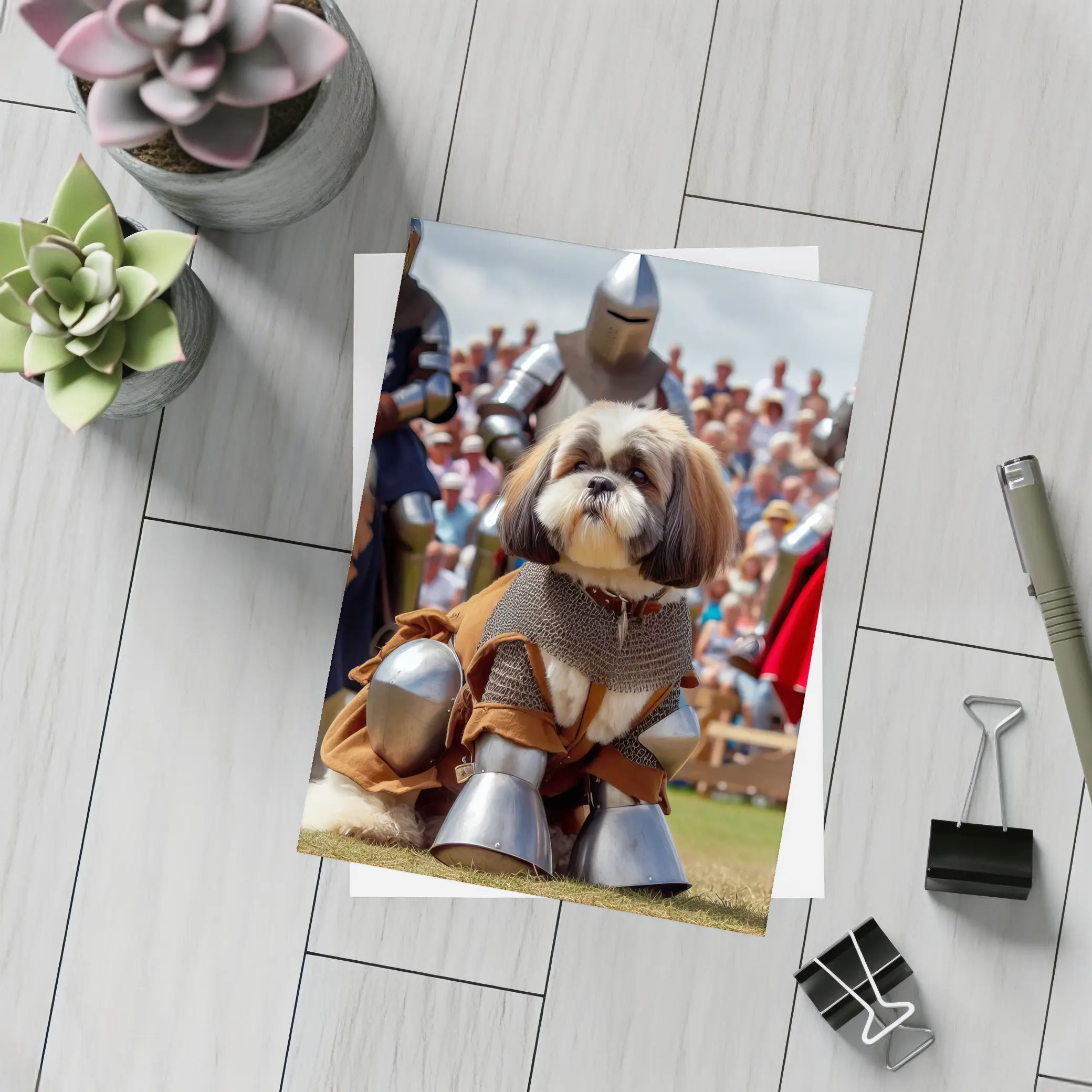 Shih Tzu Knight Medieval Armor Tournament Scene – Postcards
