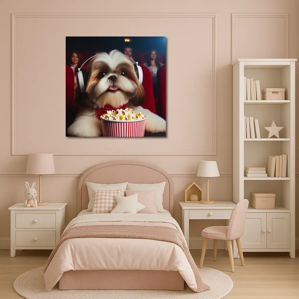 Shih Tzu Dog Movie Theater Popcorn Headphones – Wall Art