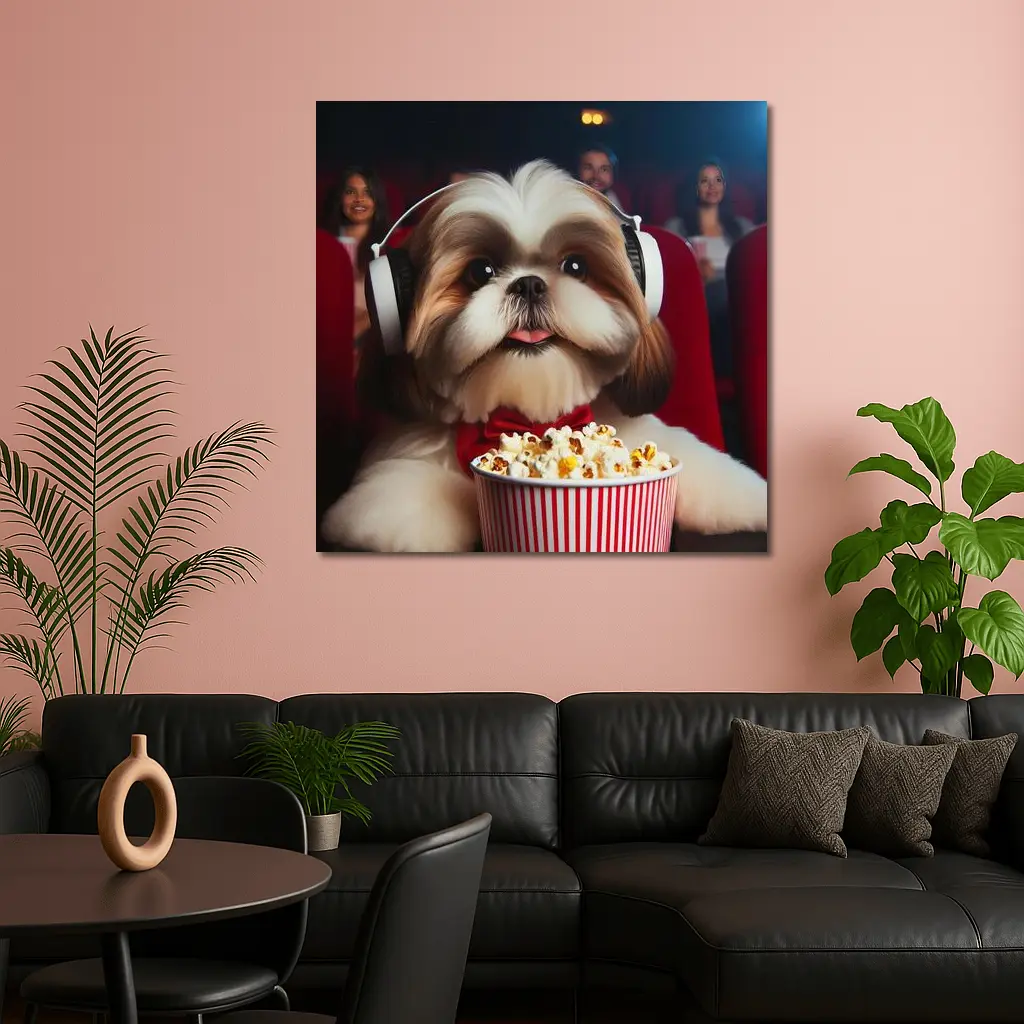 Shih Tzu Dog Movie Theater Popcorn Headphones – Wall Art