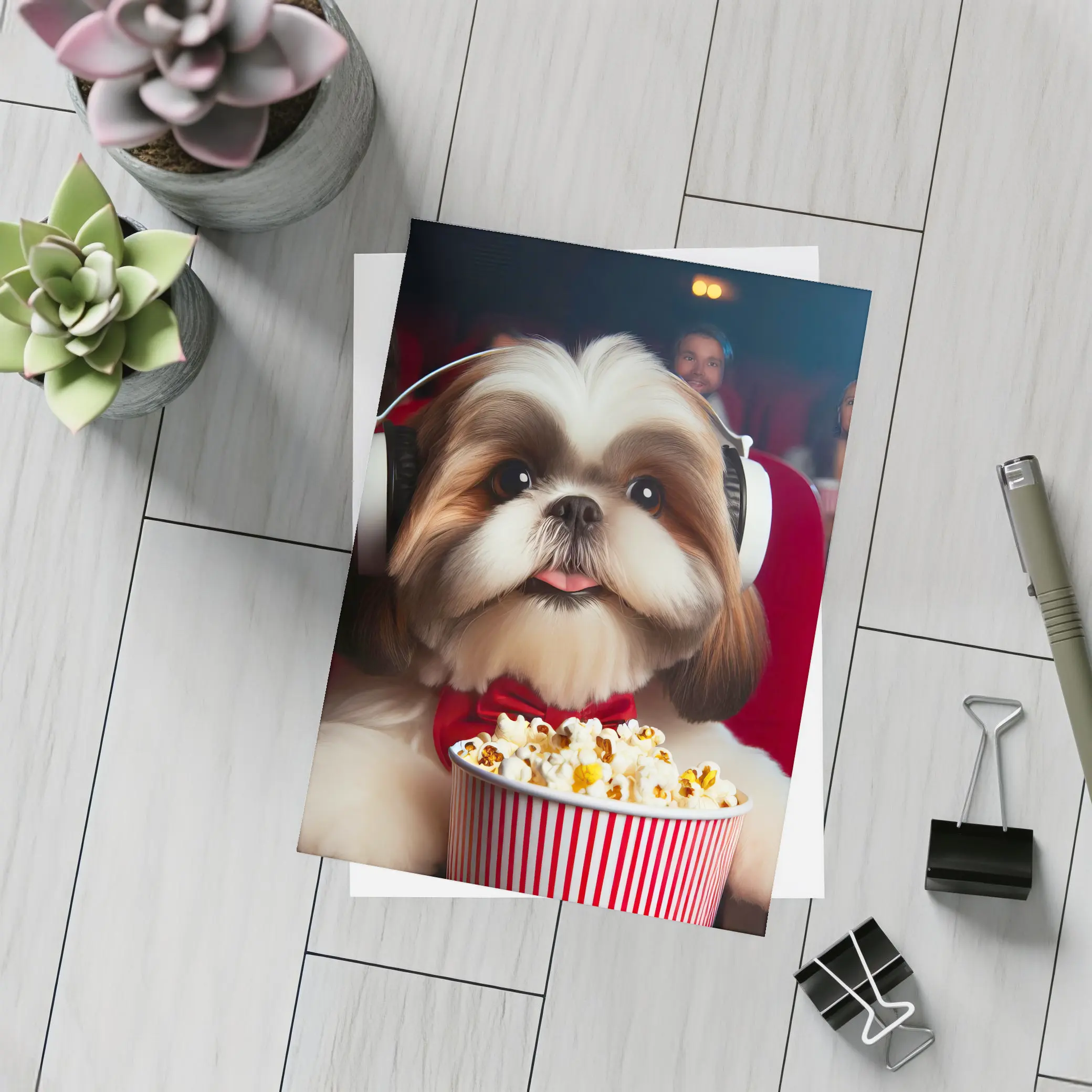 Shih Tzu Dog Movie Theater Popcorn Headphones – Postcards