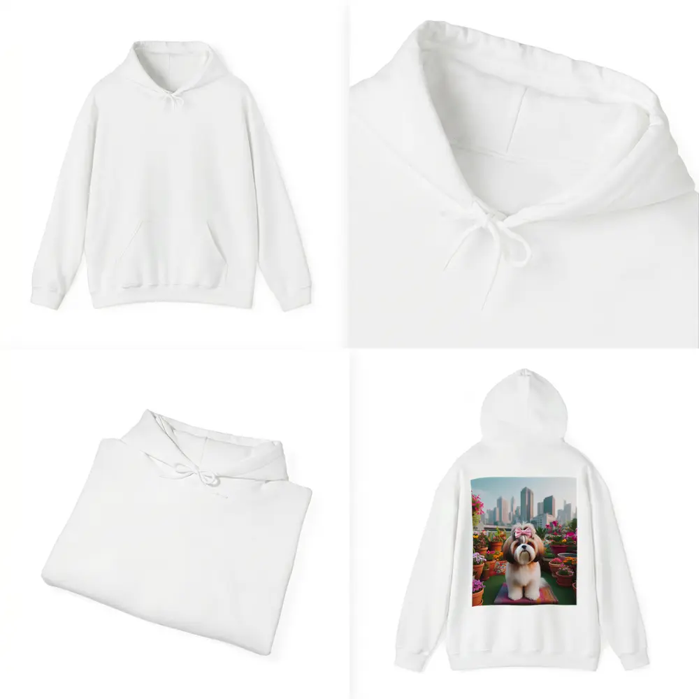 Shih Tzu Dog City Rooftop Flower Garden – Hoodies
