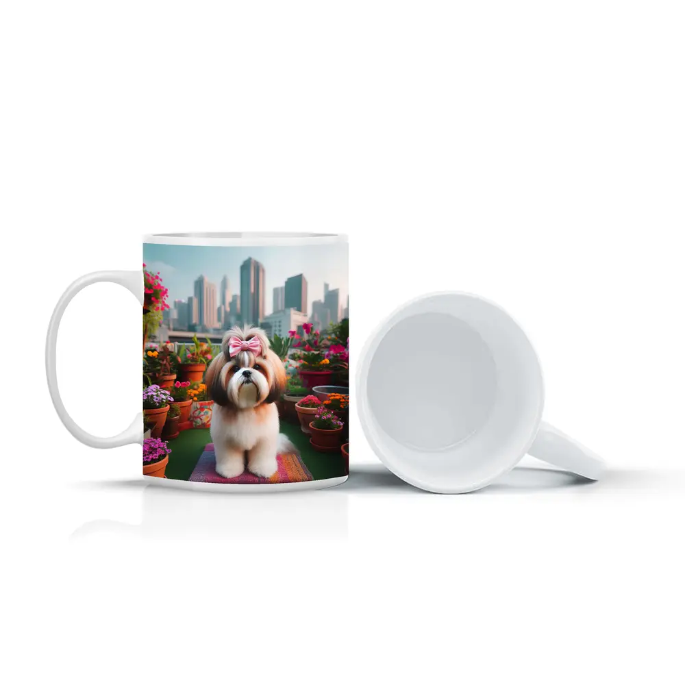 Shih Tzu Dog City Rooftop Flower Garden – Mugs
