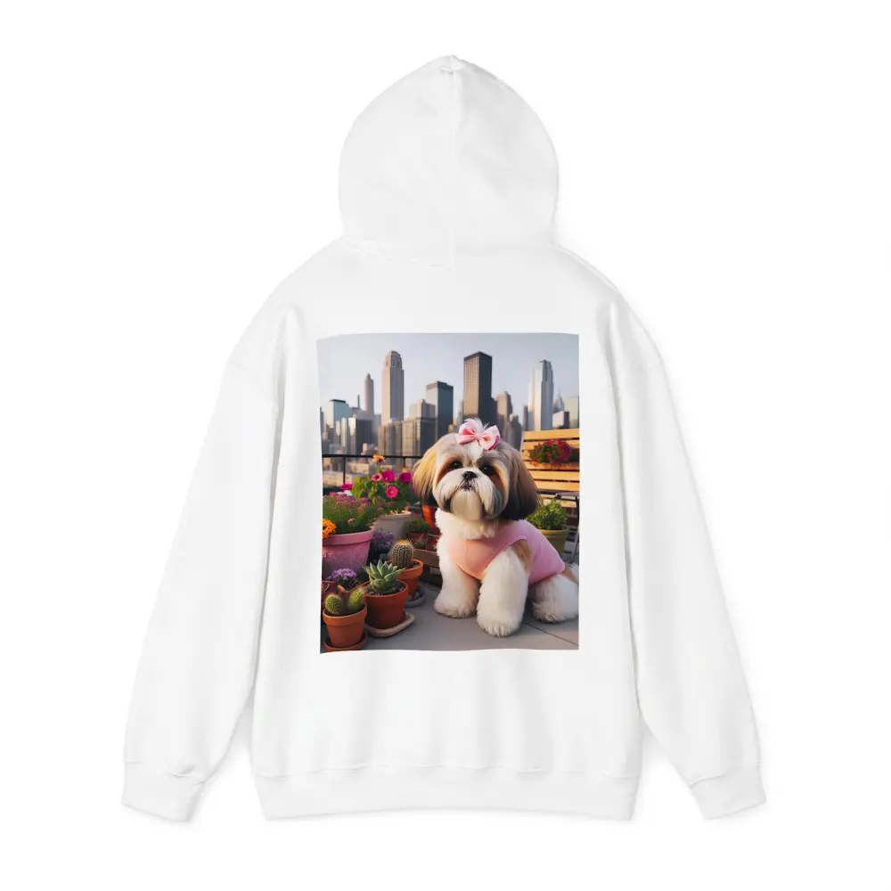 Shih Tzu Dog City Skyline Balcony Flowers – Hoodies