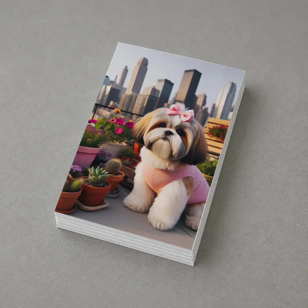 Shih Tzu Dog City Skyline Balcony Flowers – Postcards