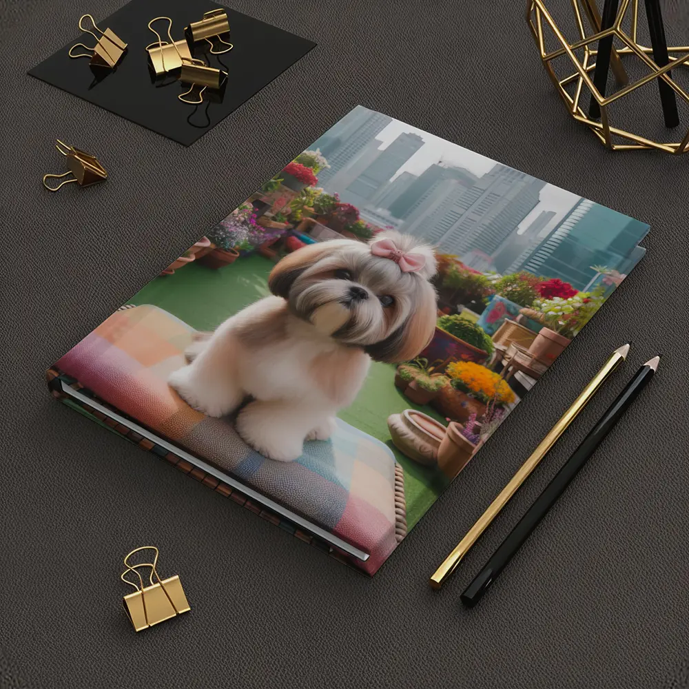 Shih Tzu Dog Rooftop Garden City Background – Notebooks