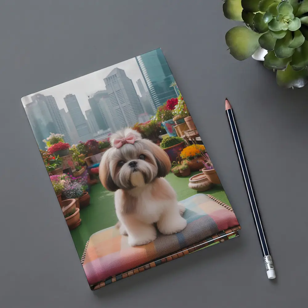 Shih Tzu Dog Rooftop Garden City Background – Notebooks