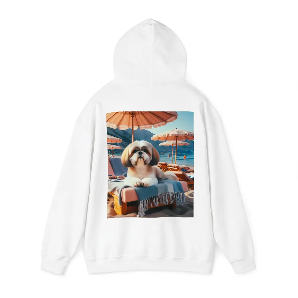 Shih Tzu Relaxing on Beach Lounge Chair – Hoodies
