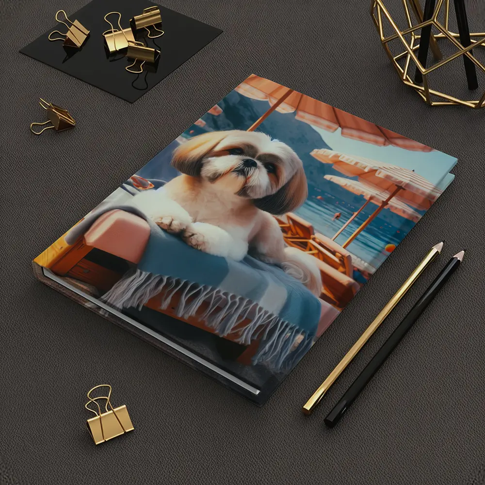 Shih Tzu Relaxing on Beach Lounge Chair – Notebooks
