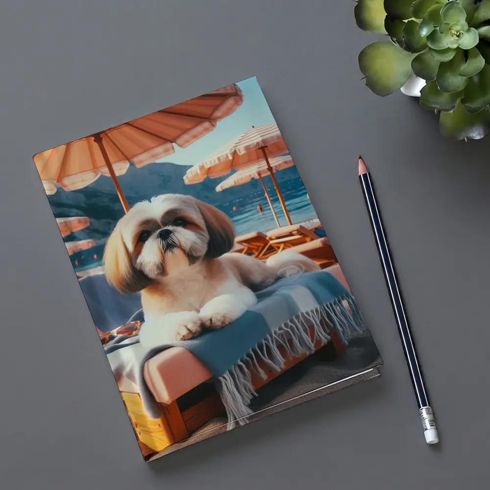Shih Tzu Relaxing on Beach Lounge Chair – Notebooks