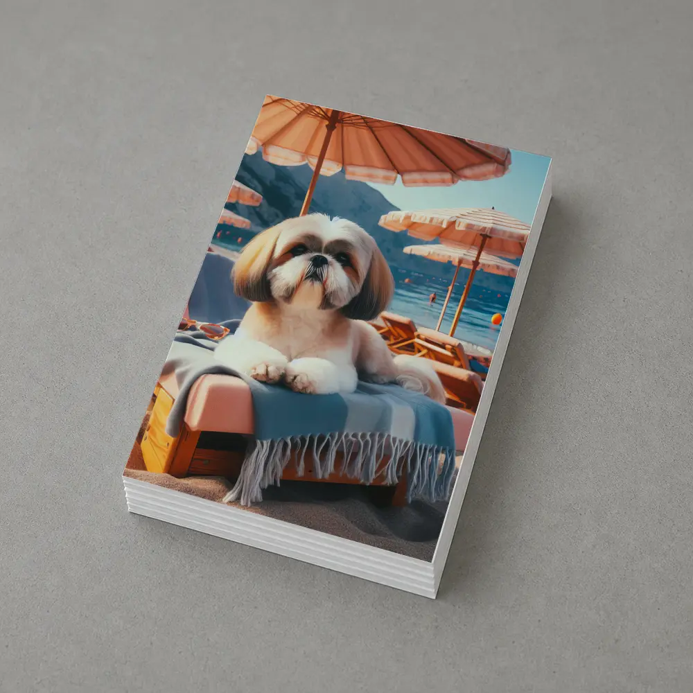 Shih Tzu Relaxing on Beach Lounge Chair – Postcards