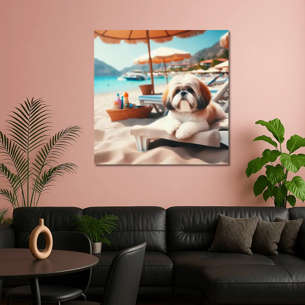 Shih Tzu Dog Relaxing On Beach Chair – Wall Art
