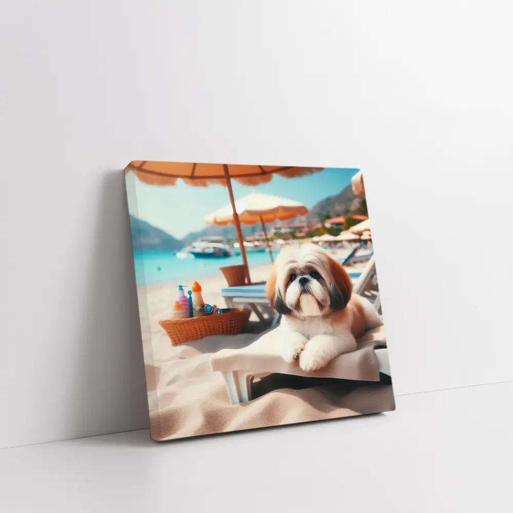 Shih Tzu Dog Relaxing On Beach Chair – Wall Art