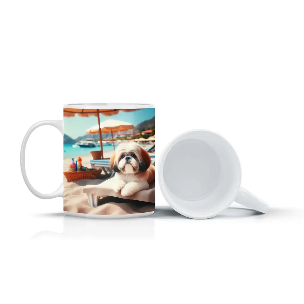 Shih Tzu Dog Relaxing On Beach Chair – Mugs