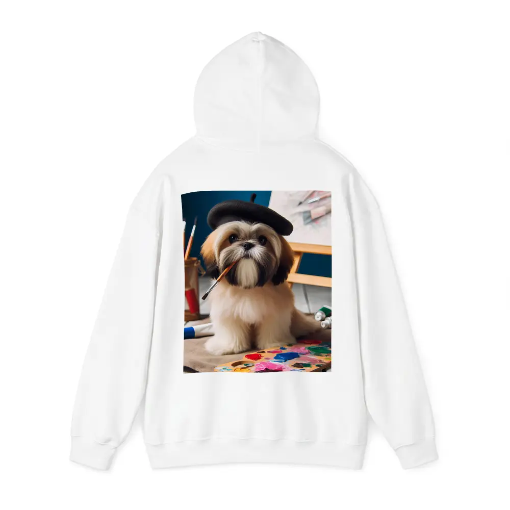 Shih Tzu Artist Wearing Beret With Paintbrush – Hoodies