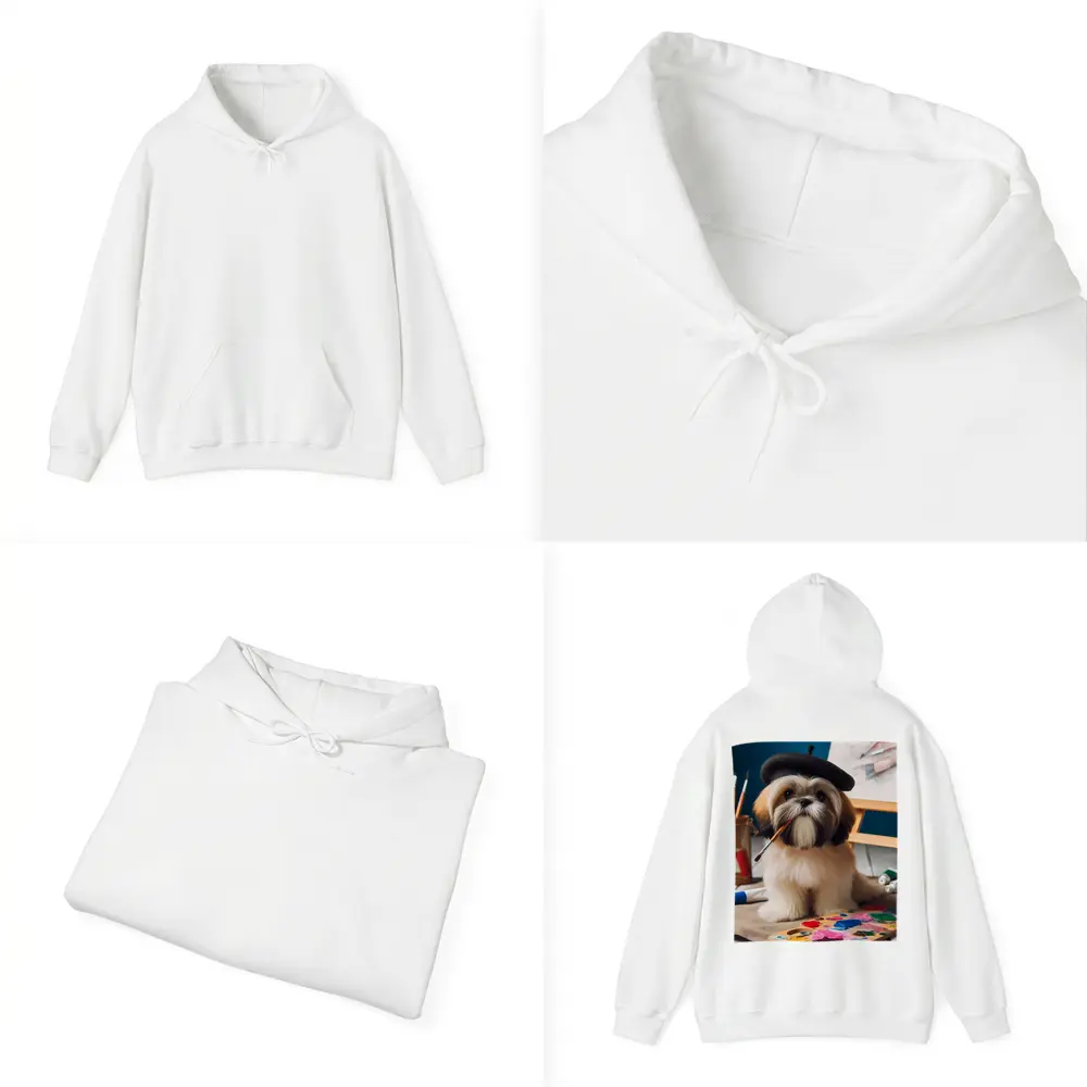 Shih Tzu Artist Wearing Beret With Paintbrush – Hoodies
