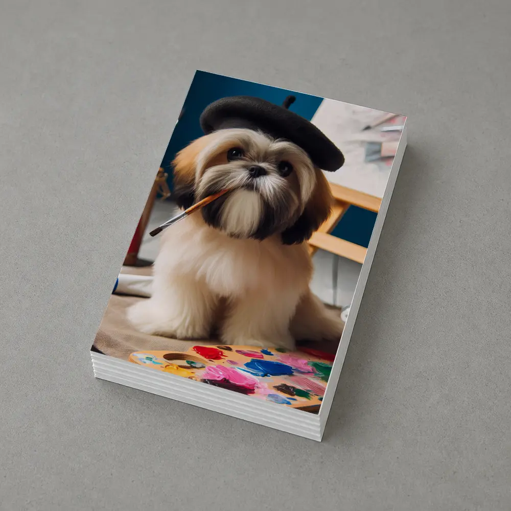 Shih Tzu Artist Wearing Beret With Paintbrush – Postcards