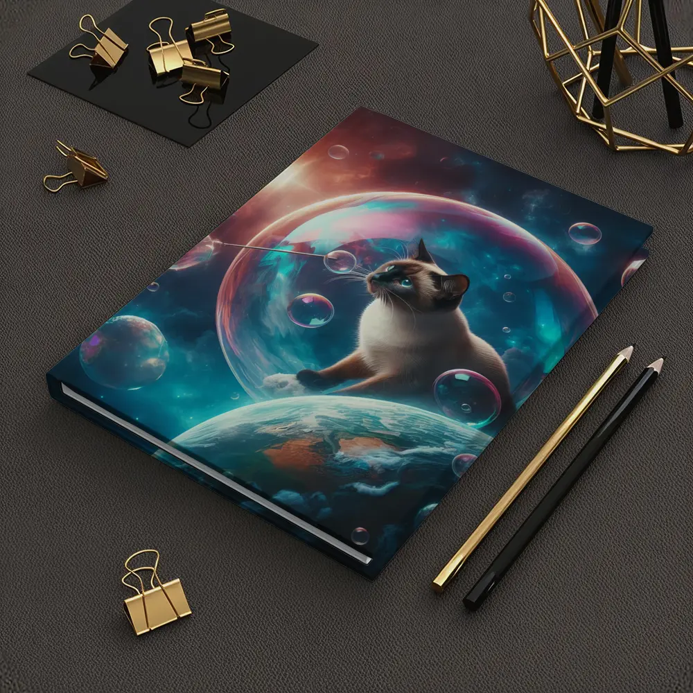 Siamese Cat Blowing Bubbles in Space – Notebooks