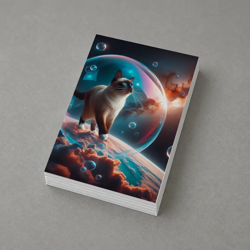 Siamese Cat Floating Bubble Cosmic Space – Postcards