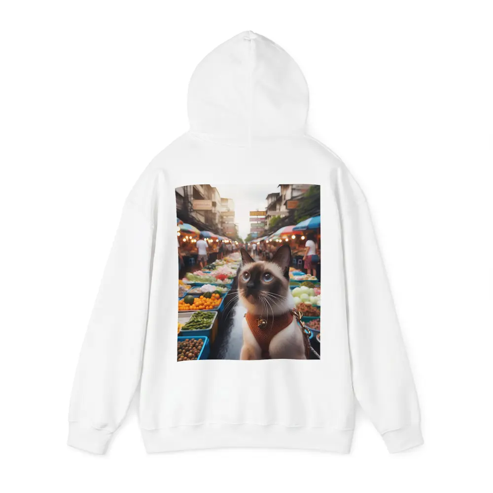 Siamese Cat at Colorful Street Market – Hoodies