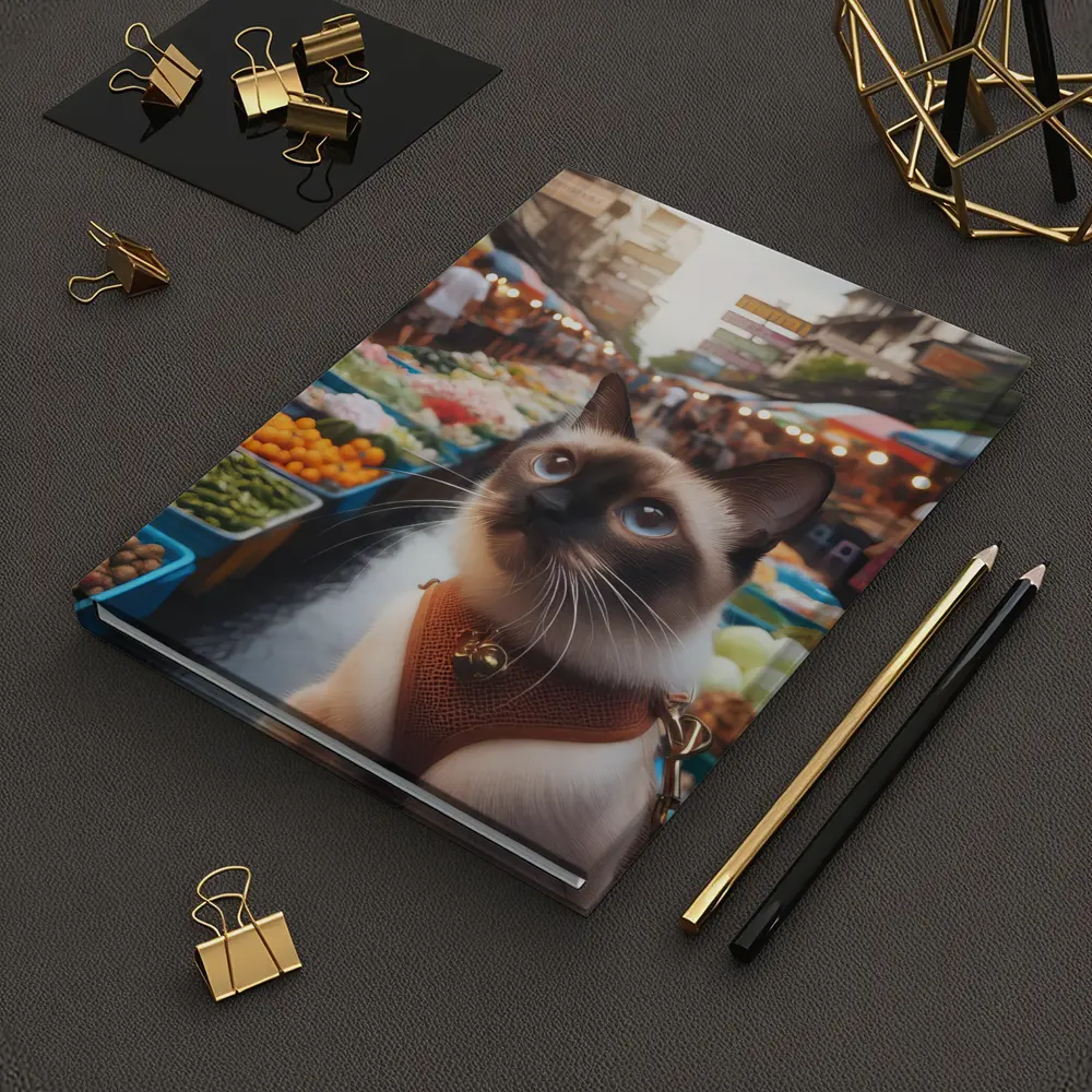 Siamese Cat at Colorful Street Market – Notebooks