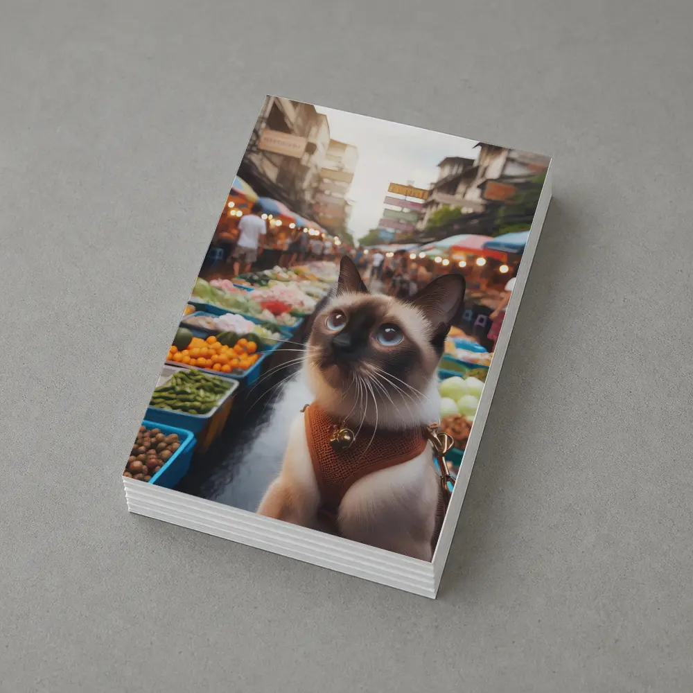 Siamese Cat at Colorful Street Market – Postcards