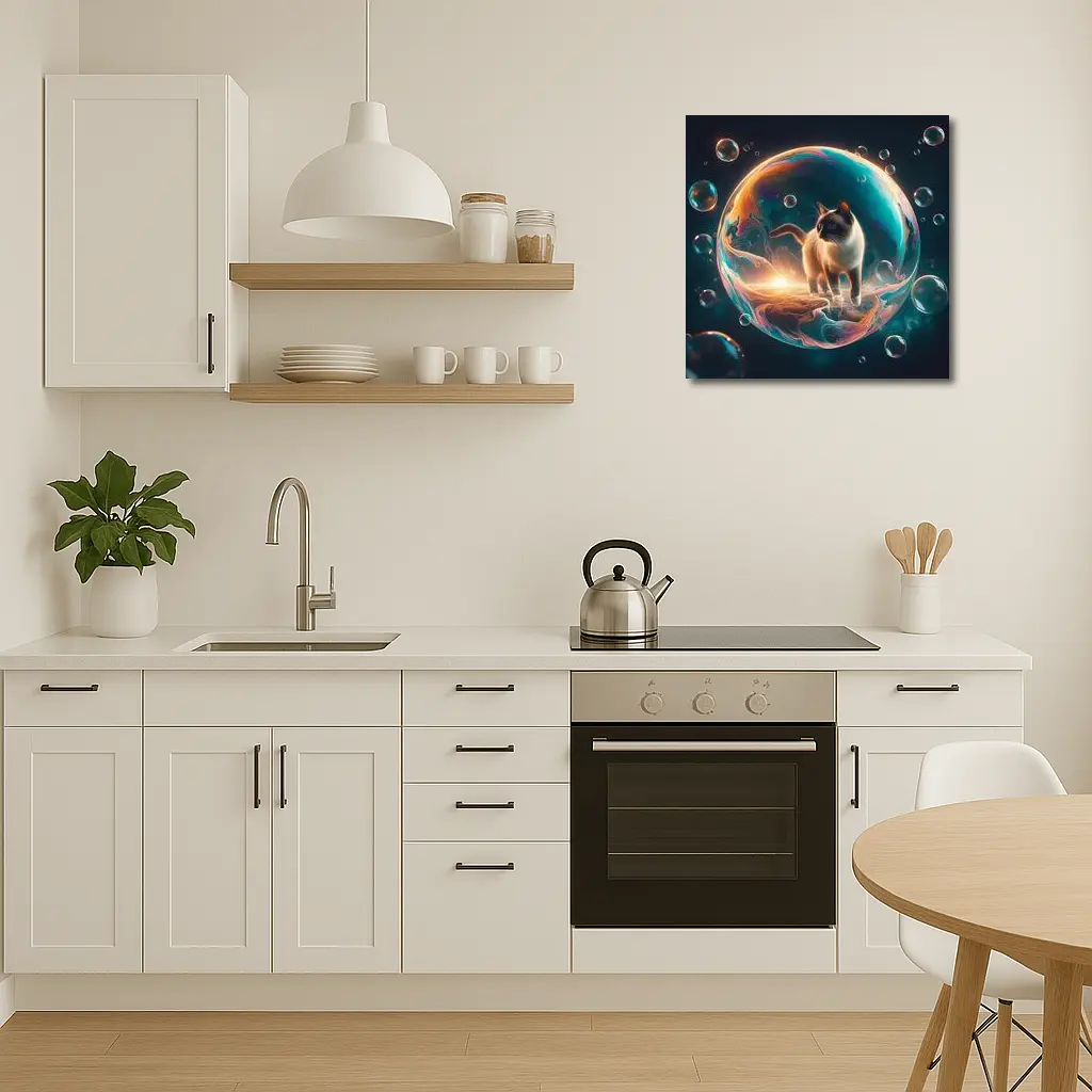 Siamese Cat Standing Inside Cosmic Bubble – Wall Art