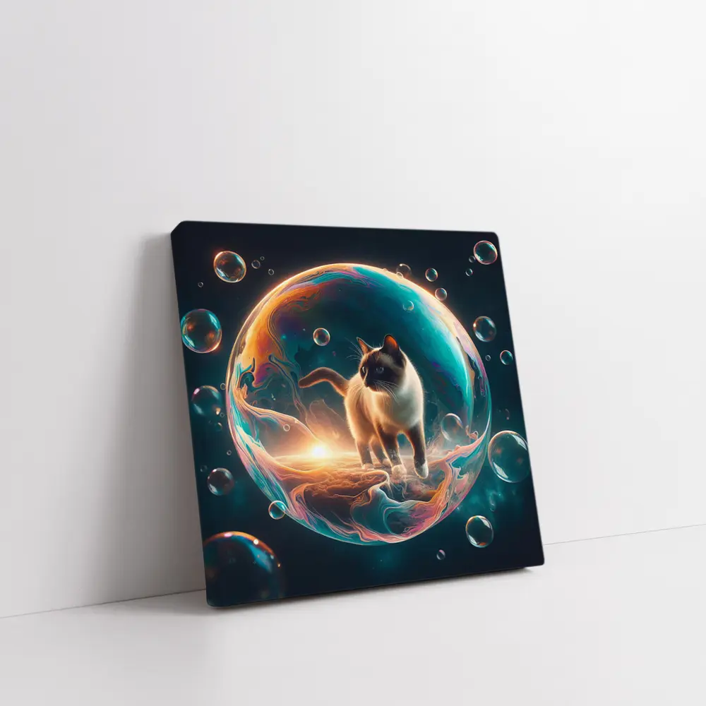 Siamese Cat Standing Inside Cosmic Bubble – Wall Art