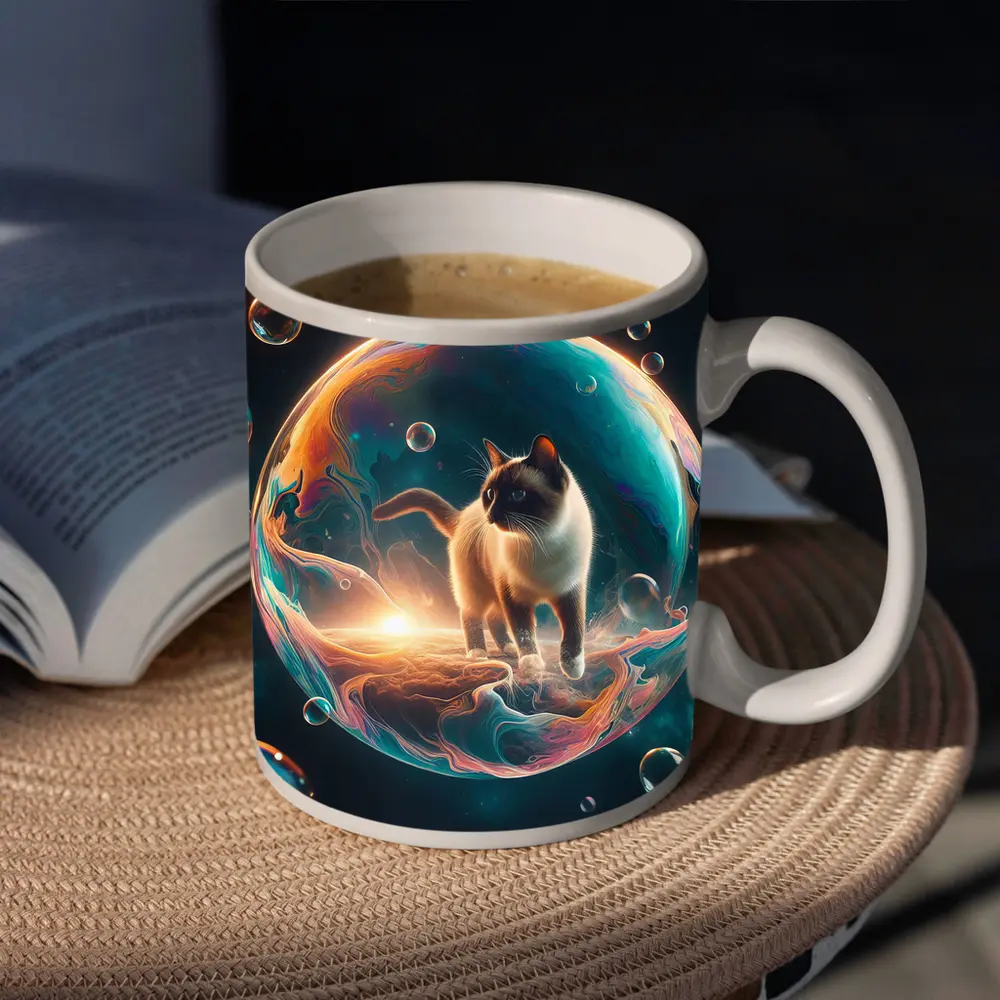 Siamese Cat Standing Inside Cosmic Bubble – Mugs