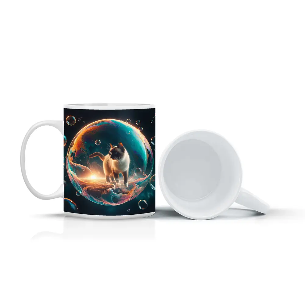 Siamese Cat Standing Inside Cosmic Bubble – Mugs