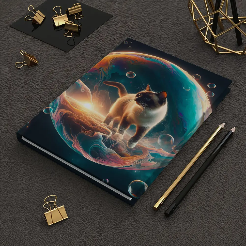 Siamese Cat Standing Inside Cosmic Bubble – Notebooks