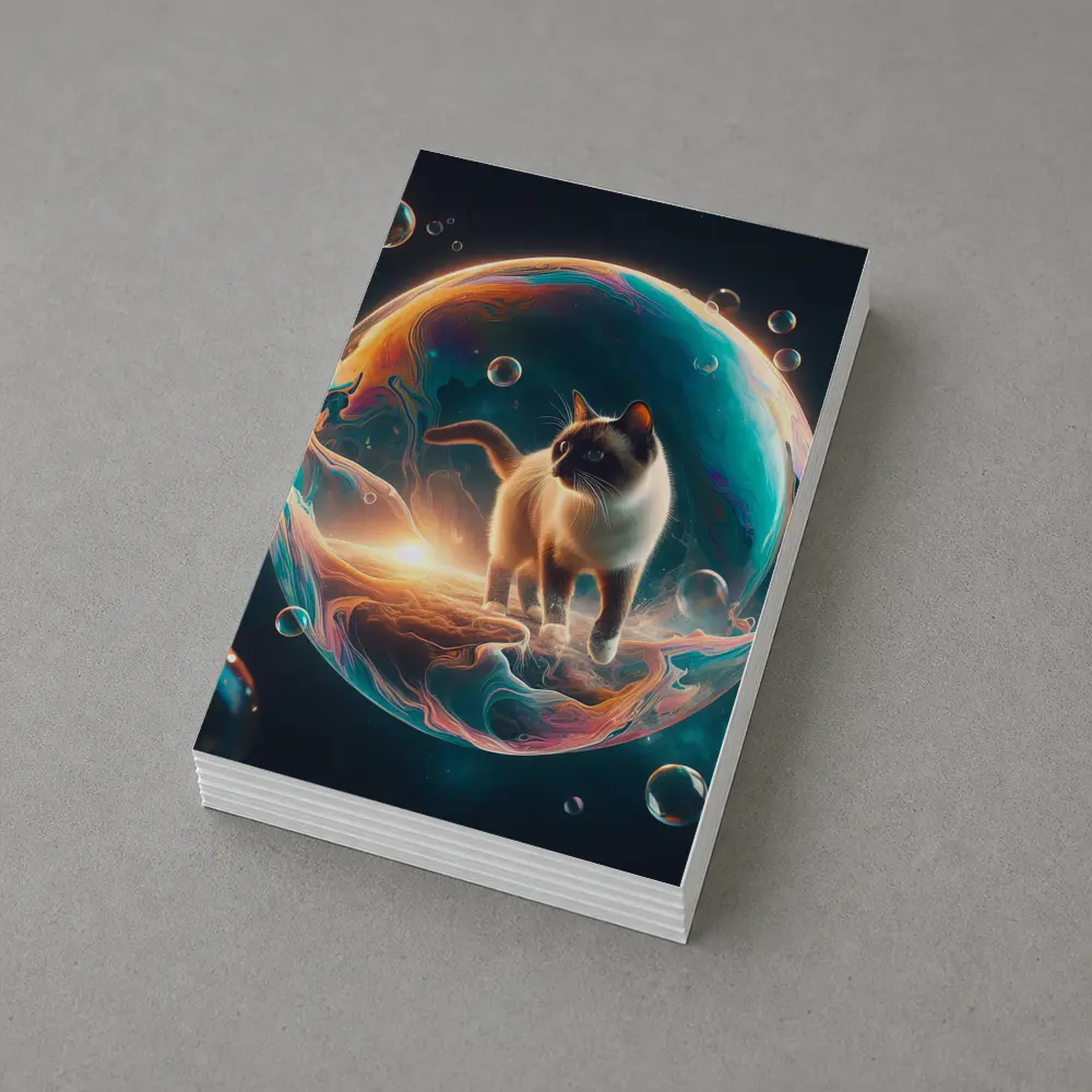 Siamese Cat Standing Inside Cosmic Bubble – Postcards