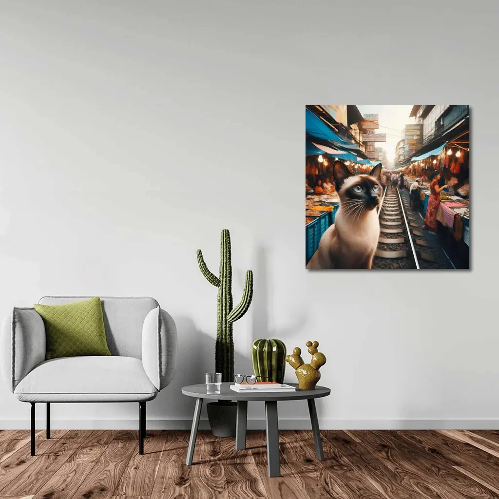 Siamese Cat at Bangkok Thailand Street Market – Wall Art
