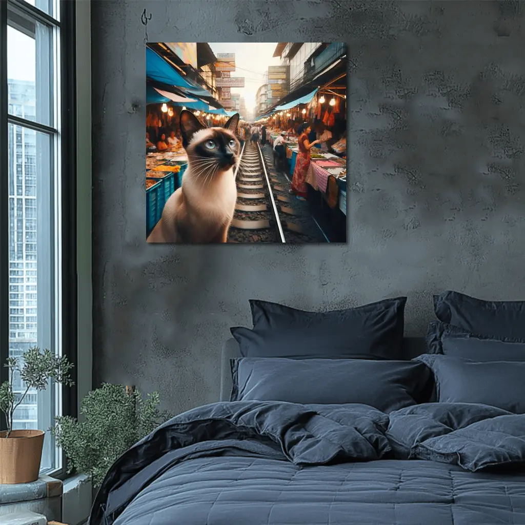 Siamese Cat at Bangkok Thailand Street Market – Wall Art
