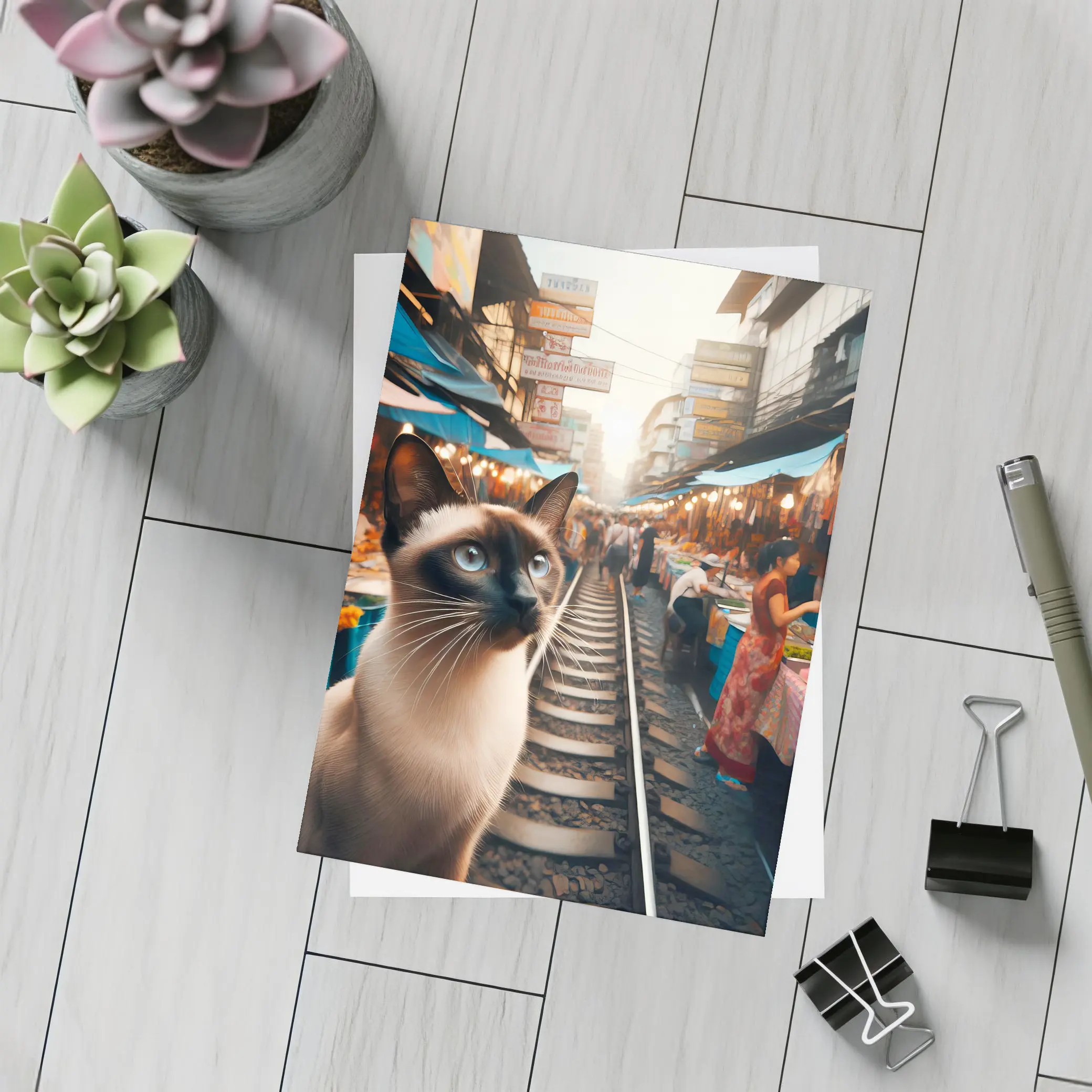 Siamese Cat at Bangkok Thailand Street Market – Postcards
