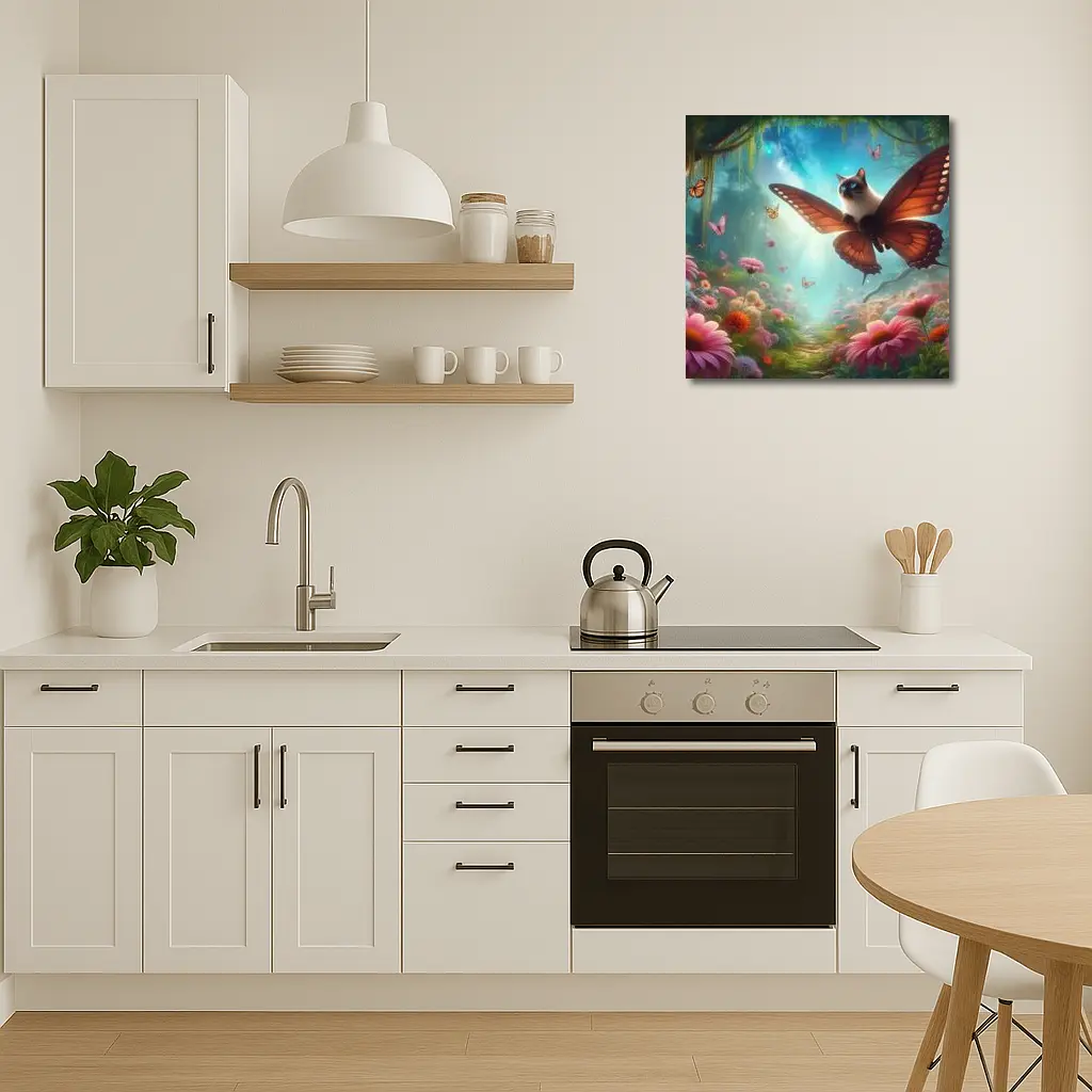 Siamese Cat Butterfly Wings Fantasy Forest – Wall Art