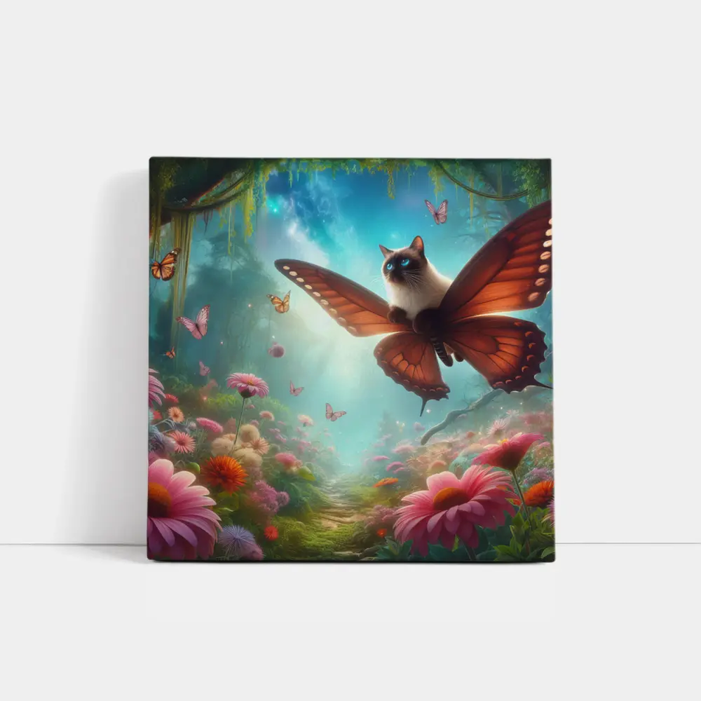 Siamese Cat Butterfly Wings Fantasy Forest – Wall Art