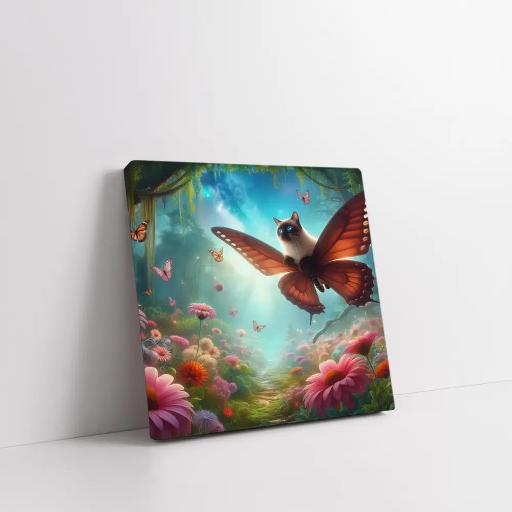 Siamese Cat Butterfly Wings Fantasy Forest – Wall Art