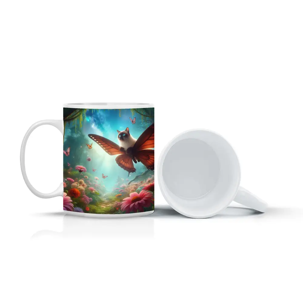 Siamese Cat Butterfly Wings Fantasy Forest – Mugs