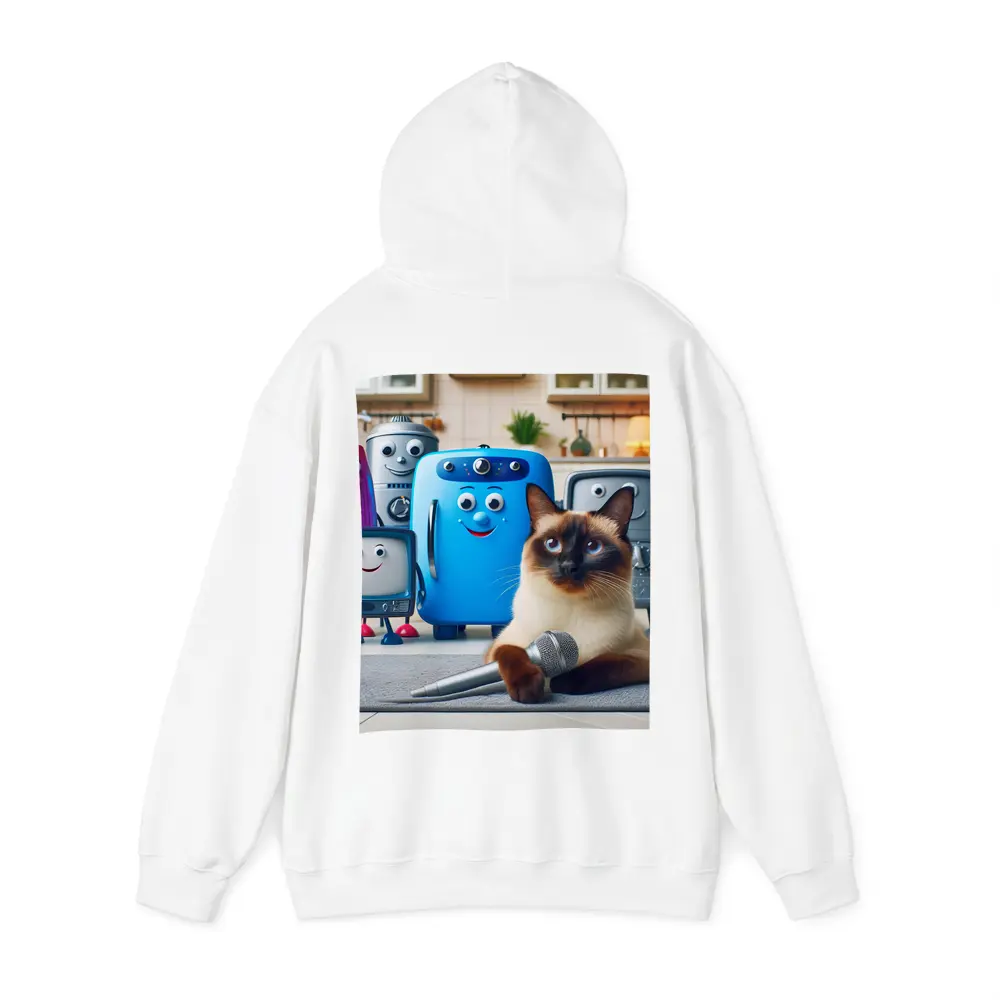 Siamese Cat With Cartoon Appliances Kitchen Scene – Hoodies