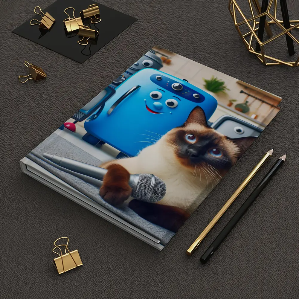 Siamese Cat With Cartoon Appliances Kitchen Scene – Notebooks