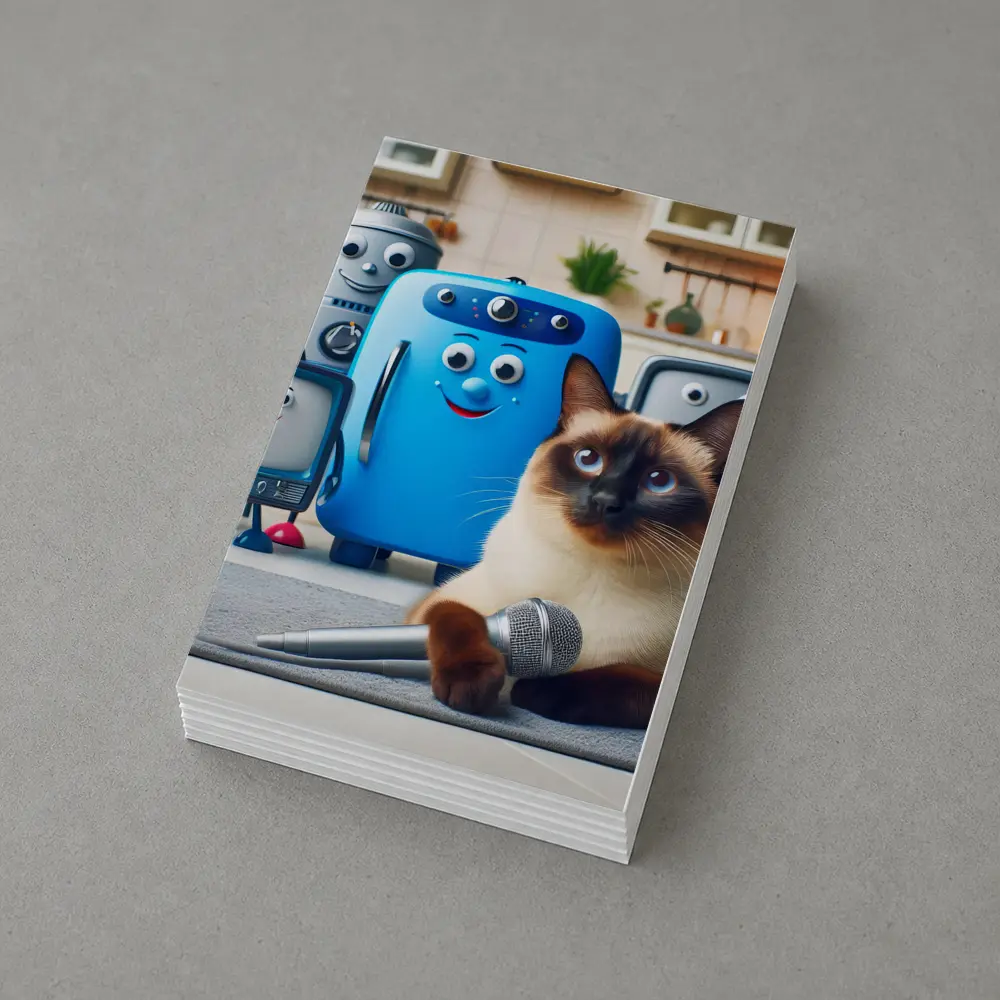 Siamese Cat With Cartoon Appliances Kitchen Scene – Postcards
