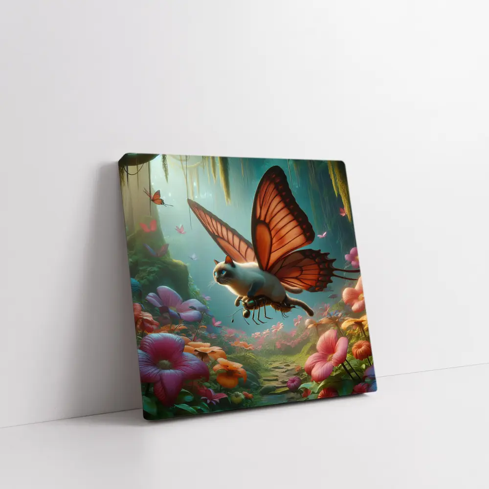 Siamese Butterfly Cat Flying Enchanted Forest – Wall Art