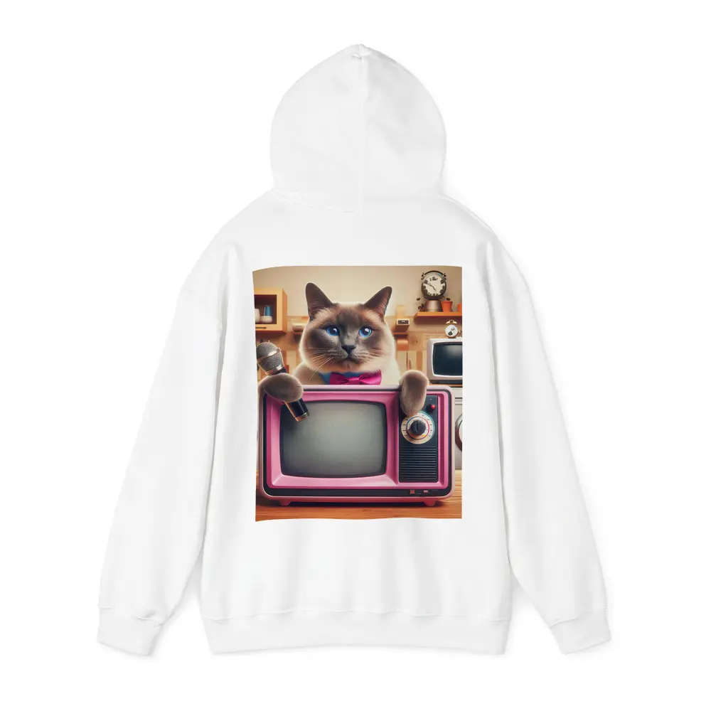Birman Cat Holding Microphone Retro Pink TV – Hoodies