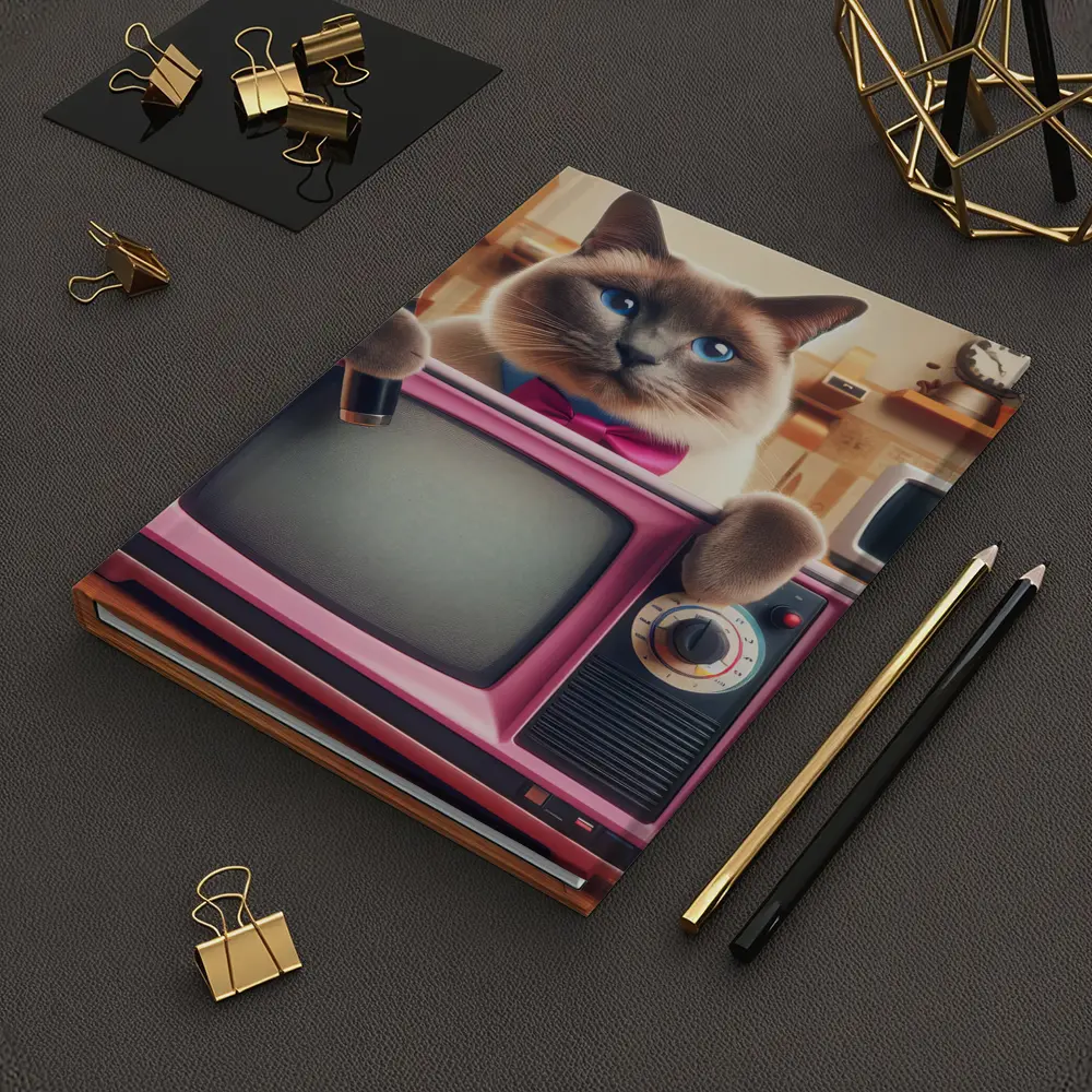 Birman Cat Holding Microphone Retro Pink TV – Notebooks