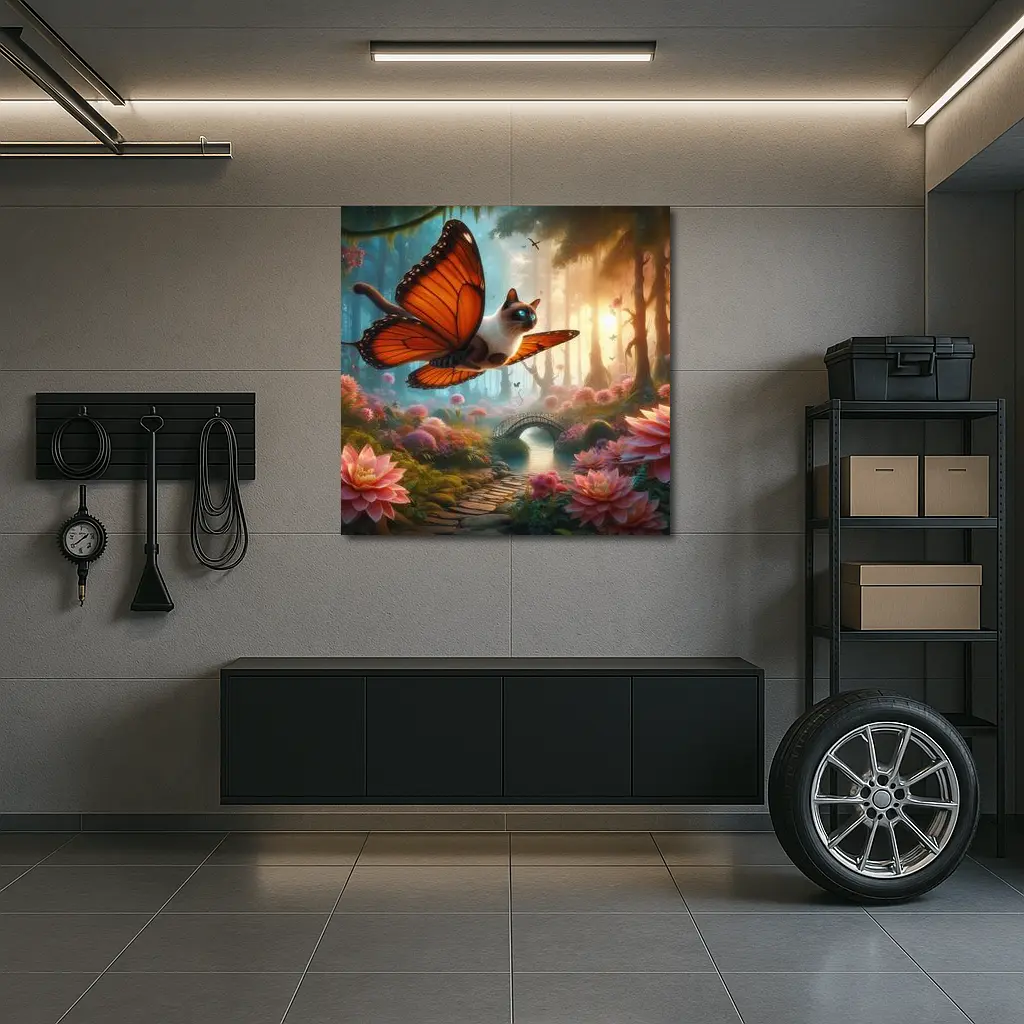 Siamese Cat Butterfly Wings Fantasy Forest – Wall Art