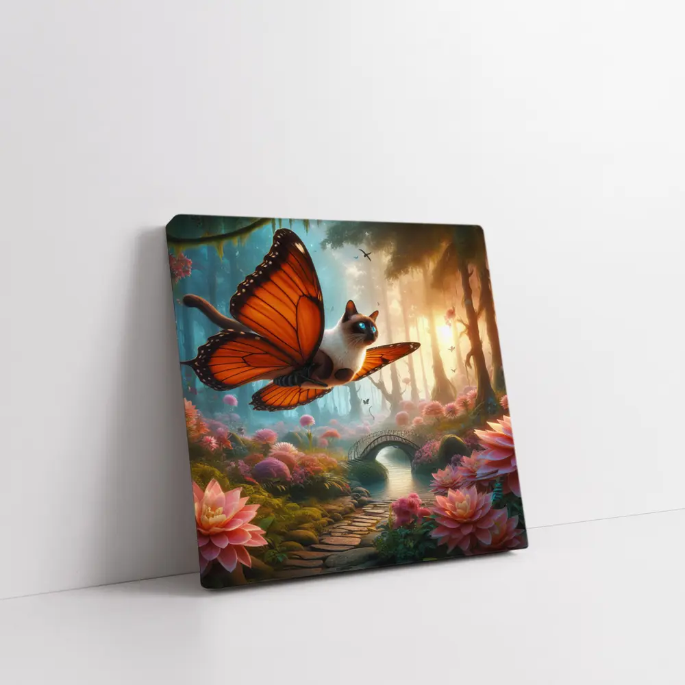 Siamese Cat Butterfly Wings Fantasy Forest – Wall Art