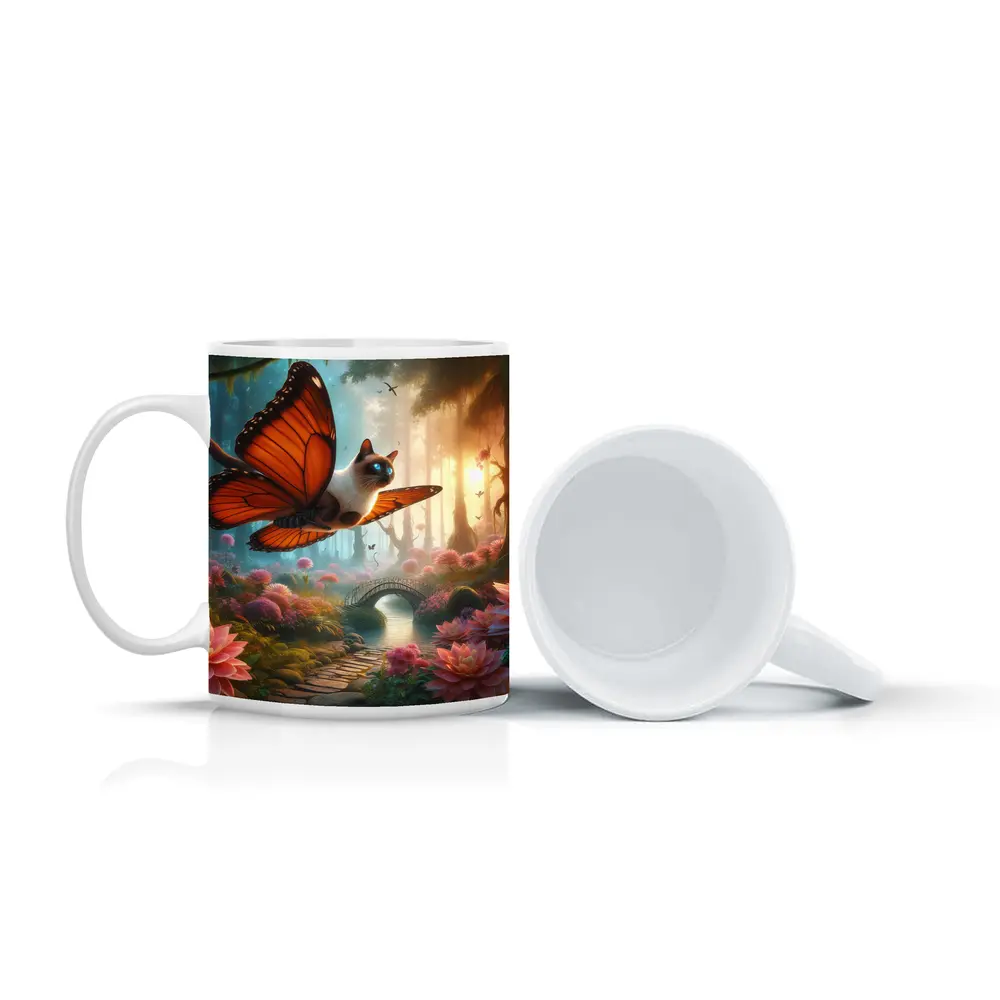 Siamese Cat Butterfly Wings Fantasy Forest – Mugs