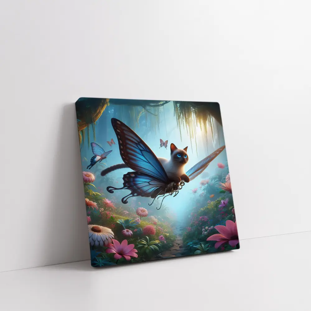 Siamese Cat Butterfly Wings Fantasy Forest – Wall Art