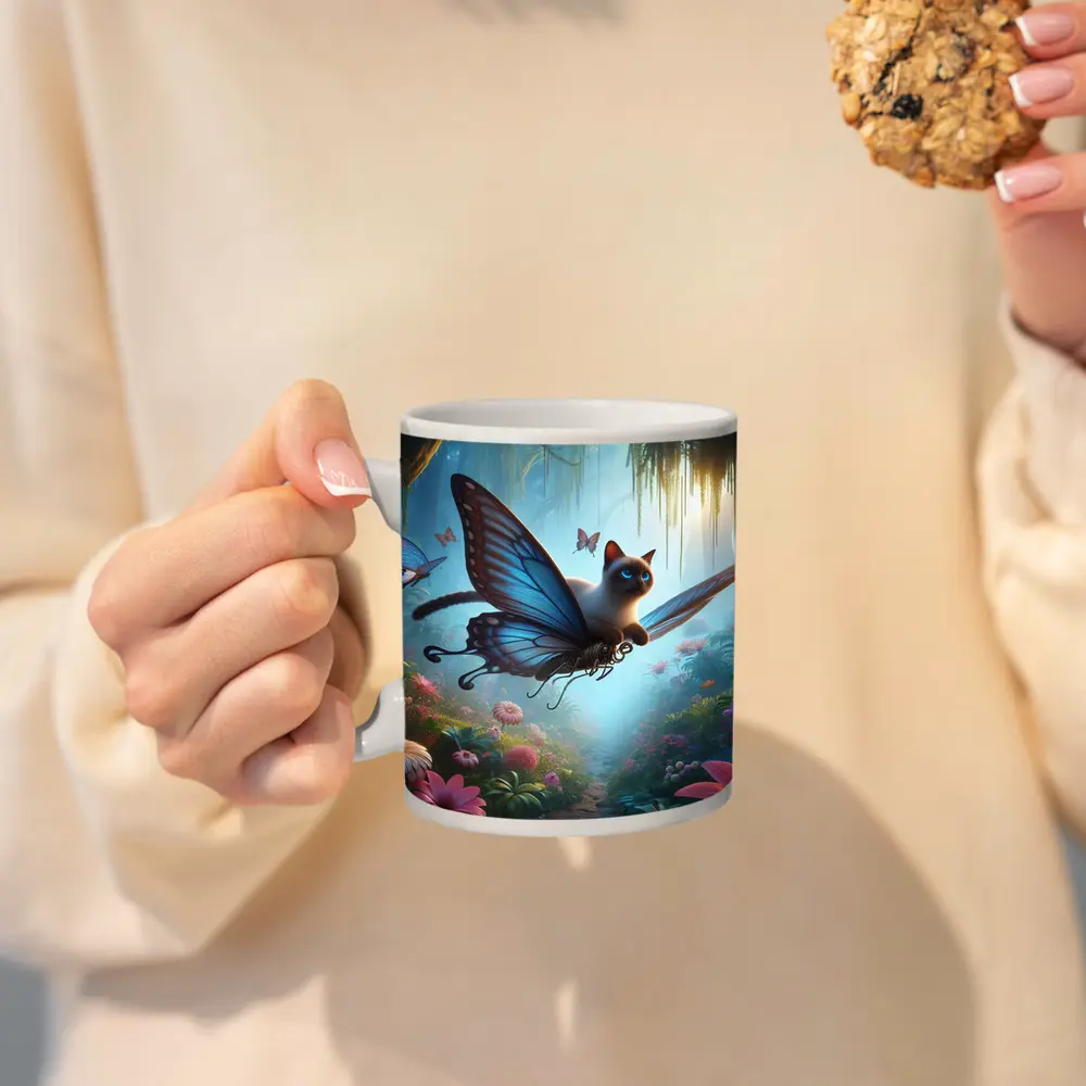 Siamese Cat Butterfly Wings Fantasy Forest – Mugs