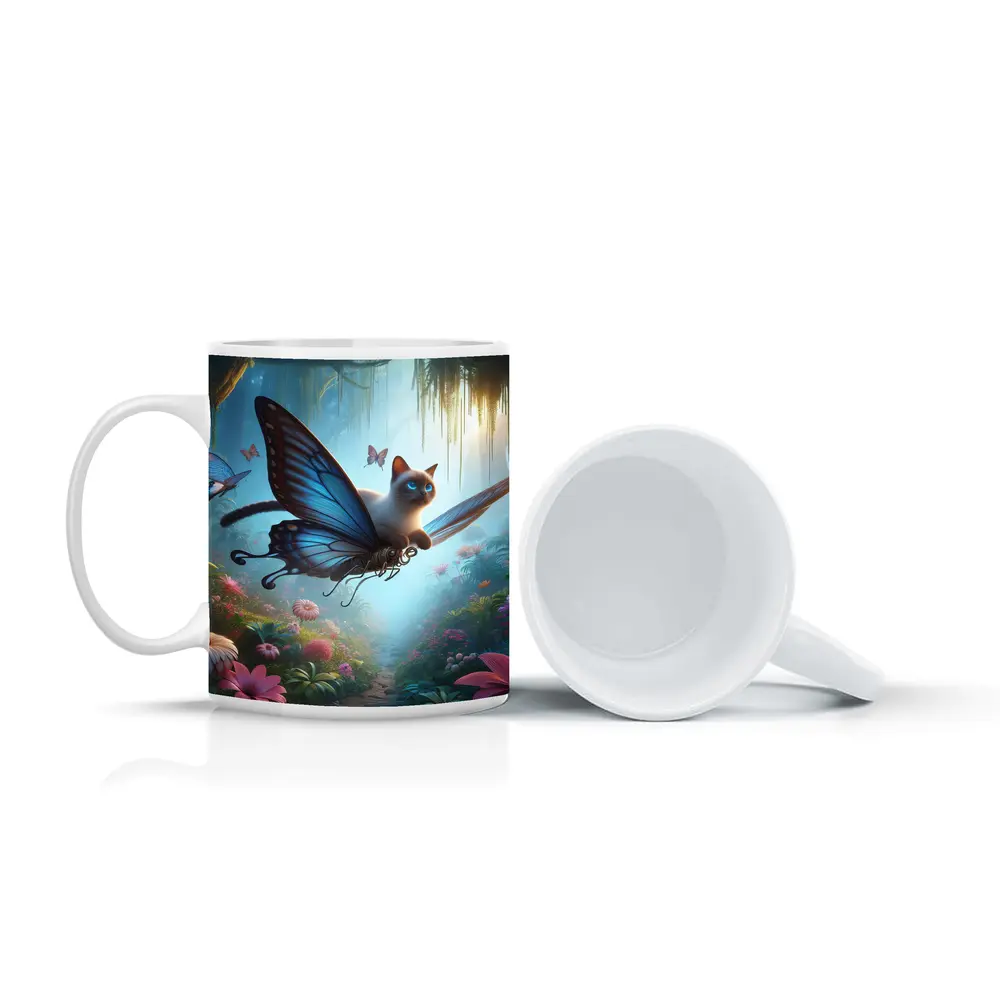 Siamese Cat Butterfly Wings Fantasy Forest – Mugs